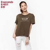 8seconds|8秒女式韩版前短后长T恤2016秋季新款印花上衣156542T72
