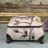 高档欧式复古陶瓷带盖首饰盒创意时尚美式家居饰品盒摆件结婚礼品