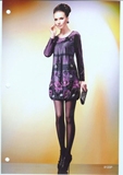 特惠！台湾名品女装 颖蒂 秋冬高档显瘦蕾丝刺绣紫色连衣裙8120P