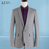 AJ16春季新款男士修身单西服休闲弹力针织小西装外套潮英伦外套男