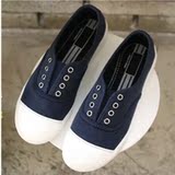 韩国代购Salvia正品小白鞋 低帮圆头一脚蹬白色帆布休闲鞋女鞋单