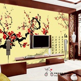水墨梅花壁纸 现代中式 山水风景墙纸大型壁画电视背景墙客厅无缝