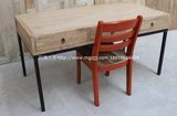 新款老门板写字台老榆木会议桌纯实木桌子玫瑰之家铁木结合书桌