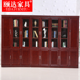 上海油漆文件柜贴皮木质带玻璃门办公文件柜资料柜简约现代书柜07