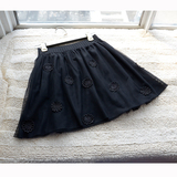 2015秋冬新款女式半身裙子黑色蓬蓬裙立体花朵纱裙韩版公主裙黑裙
