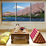 日本樱花装饰画富士山樱花挂画日本料理无框画日式风景风格墙壁画