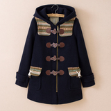 2015冬装小熊维尼专柜正品学院风少女学生中长款羊毛呢子大衣外套