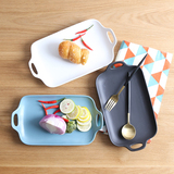 素宝 长方形双耳烤盘早餐点心盘 北欧日式简约风格 西式餐盘餐具