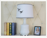 创意卧室床头书房台灯中式玻璃台灯简约时尚北欧白色温馨玻璃台灯