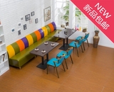 新款 实木甜品店奶茶茶西餐厅咖啡厅网咖洽谈桌椅沙发组合水曲柳