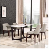 北欧实木餐桌原木胡桃木色餐桌白橡木餐桌椅组合时尚创意异型家具