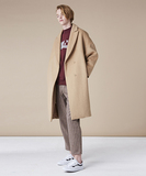 韩国代购 SCULPTOR 2015冬季 中长 羊毛 外套 大衣 风衣 米白色