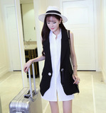 韩国显瘦女士马甲夏薄气质休闲西装OL两件套装中长款衬衣潮西服