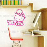 可爱kitty画画墙贴 凯蒂猫卡通贴纸 儿童房书房装饰贴厨房小帮手