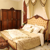 欧式皮床 1.8米双人床 实木床 公主床 高档美式真皮床 储物床婚床