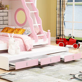 女孩 高低床两层公主床母子床组合床双层床上下床 粉色儿童子母床