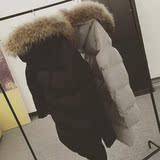 2015秋冬季新款韩版毛绒连帽中长款拉链长袖加厚棉袜修身外套