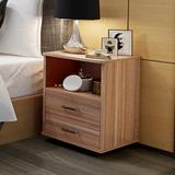简易床头柜子抽屉带锁储物柜万向轮组合卧室边角柜可移动现代简约