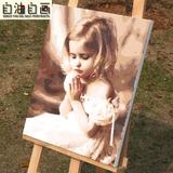 祈祷的小女孩自油自画diy数字油画人物包邮客厅装饰画正品特价