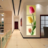 现代装饰画客厅冰晶玻璃无框画餐厅墙画玄关壁画竖版三联水晶挂画