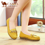 Camel骆驼女鞋真皮圆头浅口低跟单鞋舒适休闲平底鞋