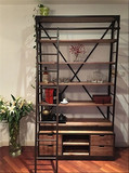书柜书架个性创意铁艺创意书柜书架层架格架置物架展示架实木书橱