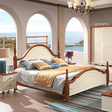 广东地中海美式实木床1.2米欧式田园卧室单双人床1.5米高箱储物床