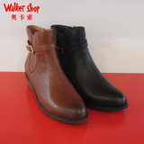 Walker Shop/奥卡索2014头层牛皮中跟女短靴 女鞋 71084w