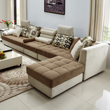 林氏木业简约现代大户型布艺沙发L型可拆洗布沙发组合家具996#