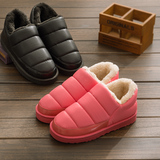 皮质冬季棉拖鞋包跟情侣家居家防水防滑保暖厚底男女月子拖鞋冬款