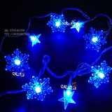 110V圣诞灯饰星星雪花挂在树上的装饰灯LED节日彩灯闪灯串灯包邮