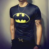 蝙蝠侠t恤男士夏季韩版印花修身短袖T恤青年运动半袖体恤潮男装