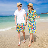 2016蜜月情侣装夏装波西米亚沙滩裙女款海边连衣裙显瘦男款套T恤