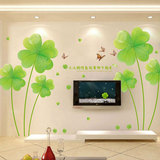 创意客厅电视背景墙贴纸玄关墙角装饰浪漫清新绿色植物花卉四叶草