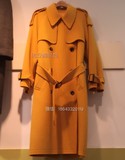 韩国东大门代购正品手工制作双面羊绒大衣肩章扎腰带中长款外套