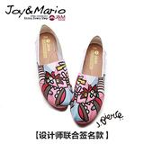 jm快乐玛丽女鞋夏季新款个性涂鸦布鞋低帮潮流手绘帆布鞋女懒人鞋