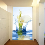 颐雅无缝壁画大型3D立体 客厅玄关走道风景墙纸百合花卉走廊壁纸