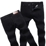 专柜品牌中青年男士韩版修身潮黑色弹力牛仔裤子水洗休闲小脚长裤