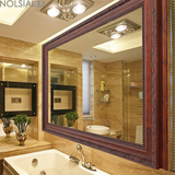 NOLSIA奢华新古典实木浴室镜欧式雕花复古卫浴镜中美式卫生间镜子