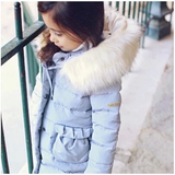 韩国童装女童冬装2014新款韩版中长款裙式外套 棉衣 棉袄儿童棉服