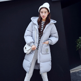 原创2016秋冬装连帽设计韩版时尚女新大码加厚中长款羽绒棉服外套