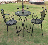 热销欧式铁艺桌椅庭院户外休闲阳台套装组合三件套桌椅茶几小圆桌