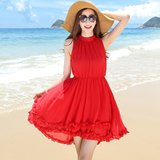 2016夏马尔代夫波西米亚海边度假雪纺显瘦连衣裙燕尾沙滩裙短裙女