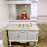 卫浴欧式简约现代pvc浴室柜组合玉石一体洗脸洗手洗漱面盆落地柜