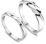 包邮925银戒指情侣对戒 日韩创意男女指环一对镀白金未镶嵌饰品