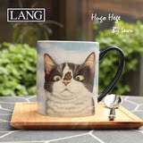 喵星人 美国LANG正品可爱小猫插画陶瓷大容量咖啡红茶水马克杯子