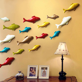 彩色树脂欧式立体鱼壁挂墙面装饰客厅电视背景墙上墙贴鱼挂件壁饰