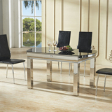 可收缩多功能折叠不锈钢餐桌 黑白钢化玻璃长方形餐桌小户型餐桌
