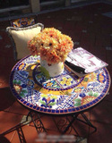 地中海田园马赛克手绘陶瓷铁艺花园阳台折叠咖啡厅庭院墨西哥桌椅