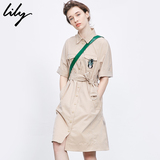 lily正品代购 2016春新款女装五分袖收腰衬衫连衣裙 116140C7101